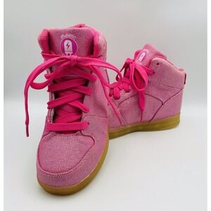Sneakers Flashing Rechargeable Sparkly Fun Hightop Girls Youth Size 3 W/Charger